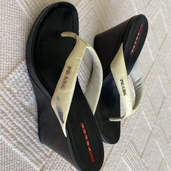 Sporty, Stylish Prada Flip Flop Wedges. Size 37.5 - Picture 2 of 10